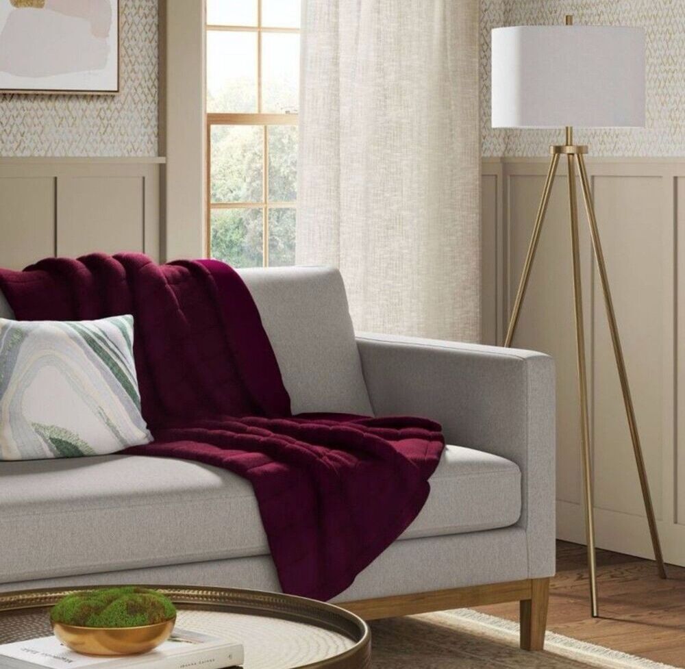 Channel Faux Fur Throw - Threshold Berry NEW